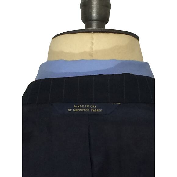 Brooks Brothers 1818 Madison Blue Striped Wool 2 Buttons Suit Jacket Mens 40R - Picture 6 of 9